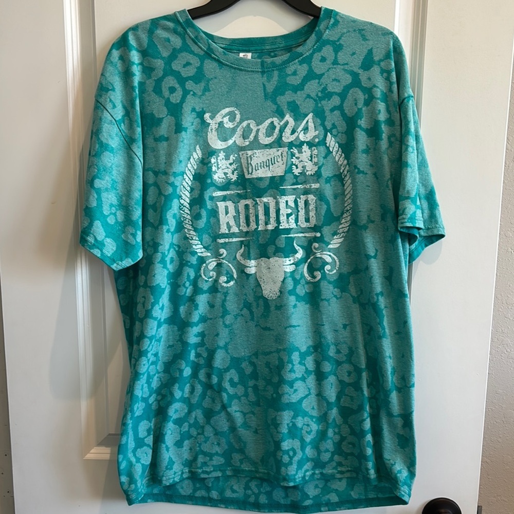 Rodeo Graphic Tee - Teal Leopard Print
